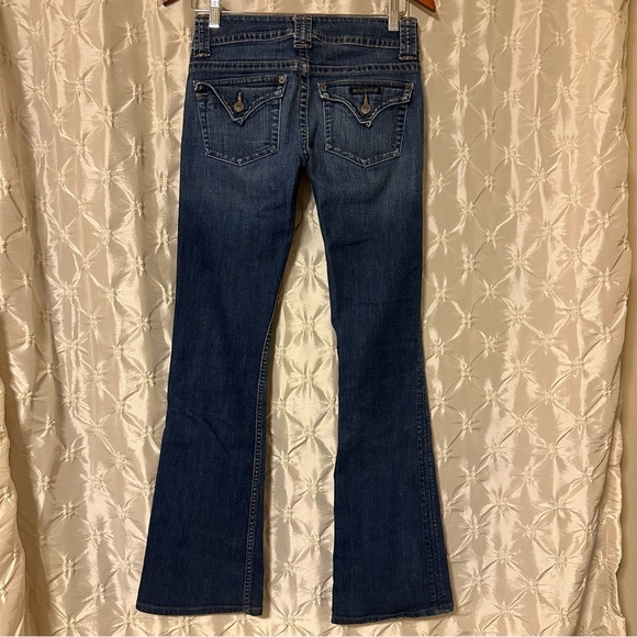 Hudson Signature Midrise Bootcut Denim Jeans Dark Blue Flap Pockets Wide Leg - Picture 5 of 13